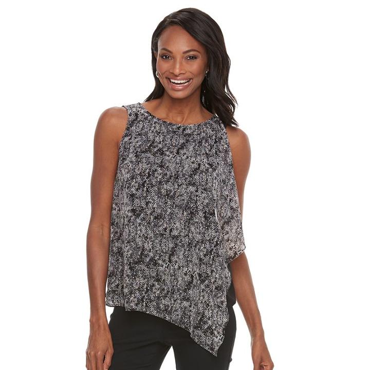Women's Dana Buchman Cascading Overlay Tank, Size: Xl, Med Grey