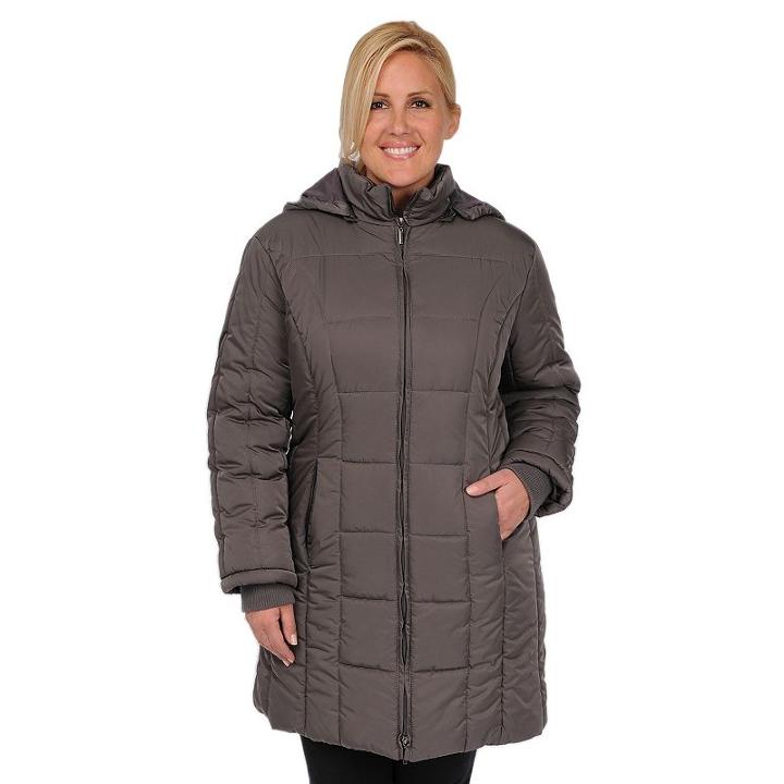 Plus Size Excelled Hooded Quilted Jacket, Women's, Size: 2xl, Grey
