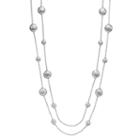 Long Hammered Bead Double Strand Necklace, Women's, Silver