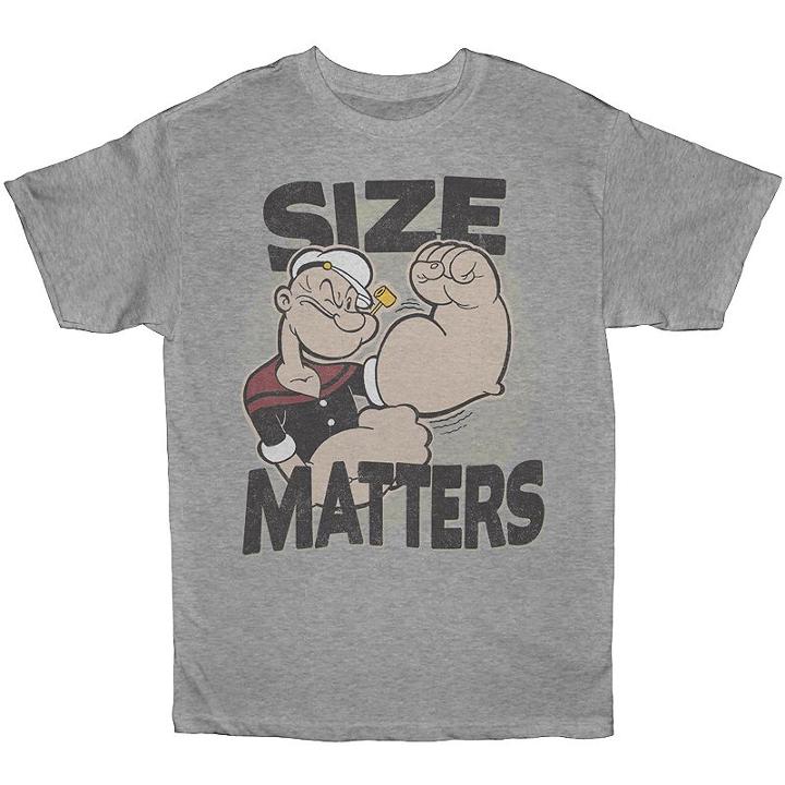 Big & Tall Popeye Size Matters Tee, Men's, Size: Xl Tall, Light Grey