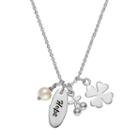 Sterling Silver Freshwater Cultured Pearl Hope Charm Necklace, Women's, Size: 18, Grey