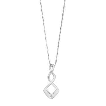 Boston Bay Diamonds Sterling Silver Diamond Accent Square Twist Pendant Necklace, Women's, Size: 18, White