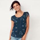 Women's Lc Lauren Conrad Love, Lauren Textured Dot Top, Size: Small, Dark Blue
