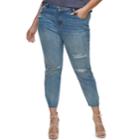 Plus Size Jennifer Lopez Embellished Distressed Skinny Ankle Jeans, Women's, Size: 22w Short, Blue