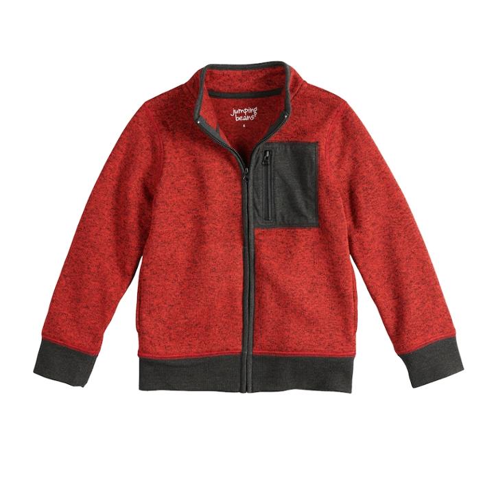 Boys 4-12 Jumping Beans&reg; Zip Mock Neck Marled Jacket, Size: 8, Med Red