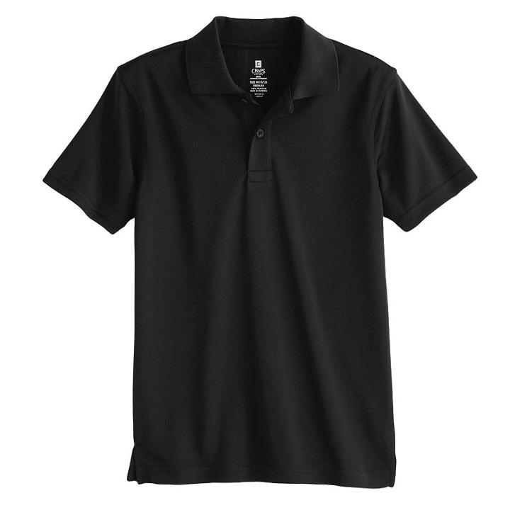 Boys 4-7 Chaps School Uniform Solid Performance Polo, Size: Medium, Black