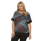 Plus Size Dana Buchman Printed Chiffon-trim Top, Women's, Size: 1xl, Med Blue