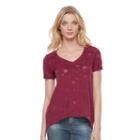Women's Rock & Republic&reg; Burnout Star Tee, Size: Medium, Red