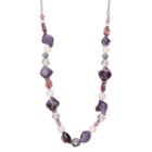 Purple Composite Shell Long Beaded Necklace, Women's