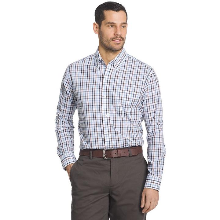 Big & Tall Arrow Hamilton Classic-fit Plaid Poplin Button-down Shirt, Men's, Size: Xxl Tall, Blue (navy)