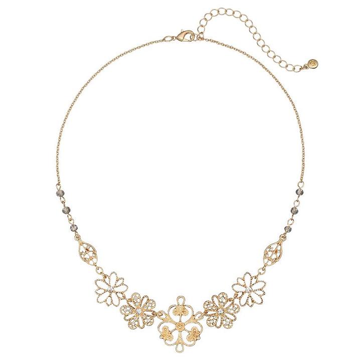 Lc Lauren Conrad Textured Openwork Flower Necklace, Women's, Multicolor