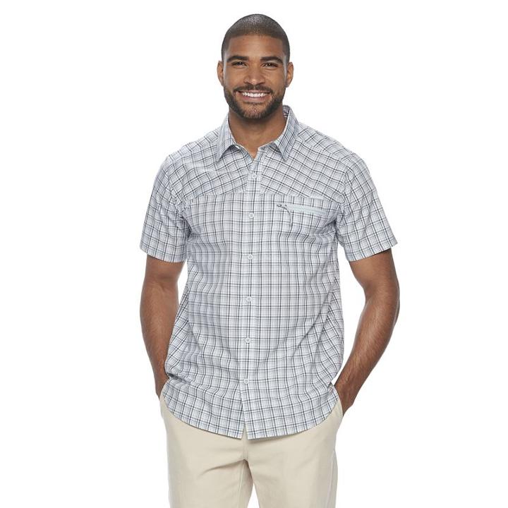Big & Tall Columbia Sycamore Falls Classic-fit Plaid Stretch Button-down Shirt, Men's, Size: Xl Tall, Med Grey