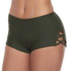 Mix And Match Criss-cross Swim Shorts, Size: Xs, Dark Green
