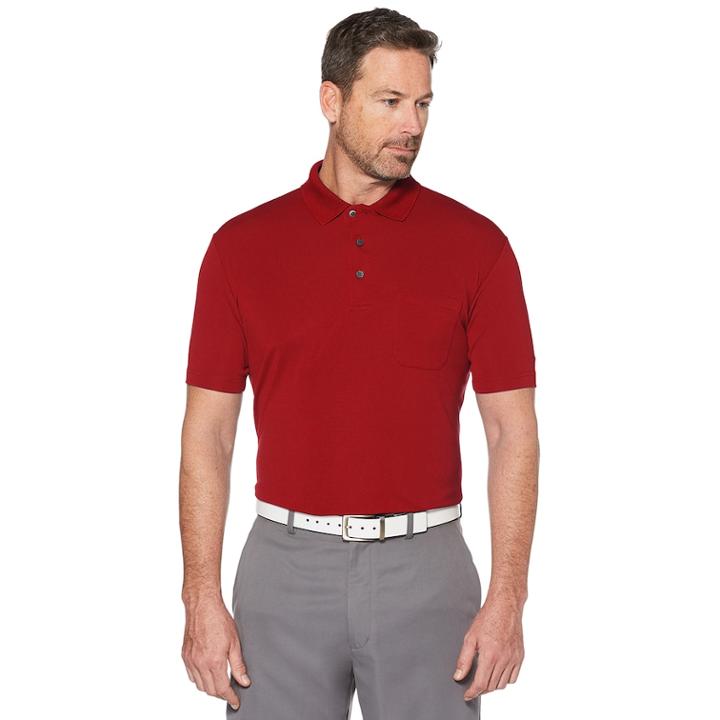 Men's Grand Slam Off Course Regular-fit Textured Pocket Golf Polo, Size: Large, Dark Red