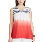 Plus Size Chaps Dip-dye Striped Tank, Women's, Size: 2xl, Pink Ovrfl