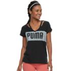 Women's Puma Spark Strappy Neck Graphic Tee, Size: Small, Black