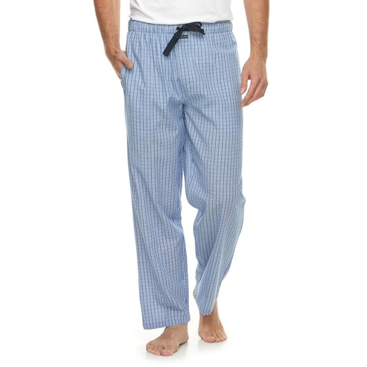 Men's Van Heusen Broadcloth Plaid Lounge Pants, Size: Medium, Dark Blue