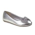 Laura Ashley Girls' Rhinestone Bow Ballet Flats, Girl's, Size: 3, Silver