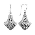 Sterling Silver Crystal Bali Drop Earrings, Women's, White
