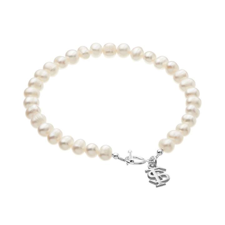 Dayna U Florida State Seminoles Sterling Silver Freshwater Cultured Pearl Logo Charm Toggle Bracelet, Women's, Size: 8, Grey
