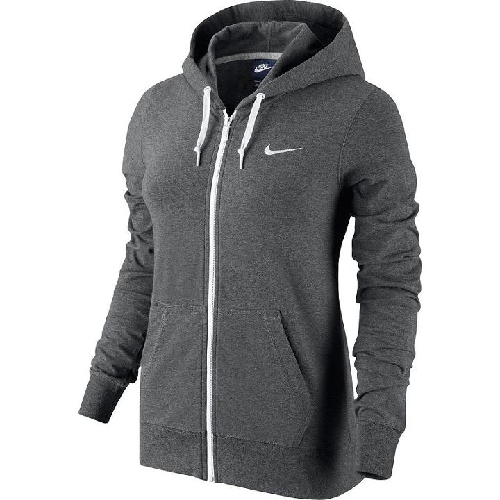 Women's Nike Solid Jersey Full-zip Hoodie, Size: Medium, Grey Other