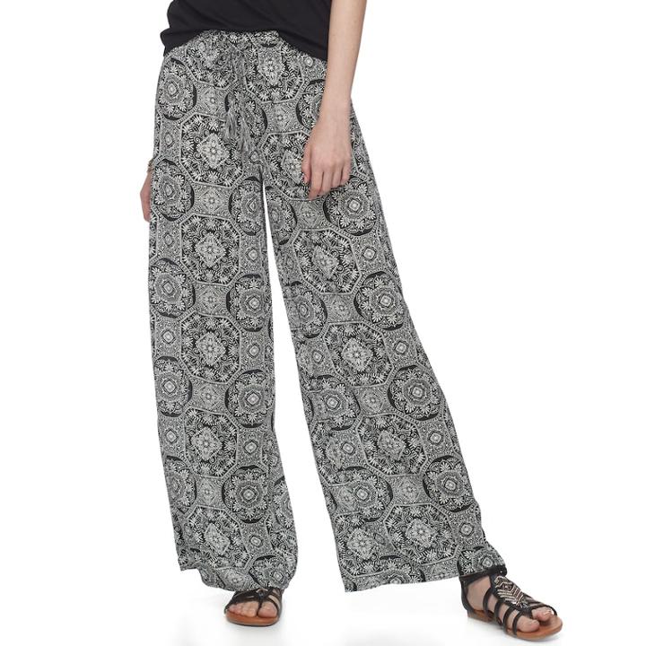 Juniors' Mudd&reg; Print Wide-leg Soft Pants, Teens, Size: Xl, Natural
