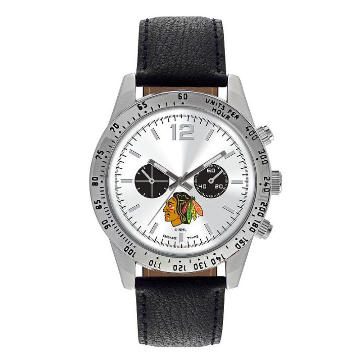 Men's Game Time Chicago Blackhawks Letterman Watch, Black