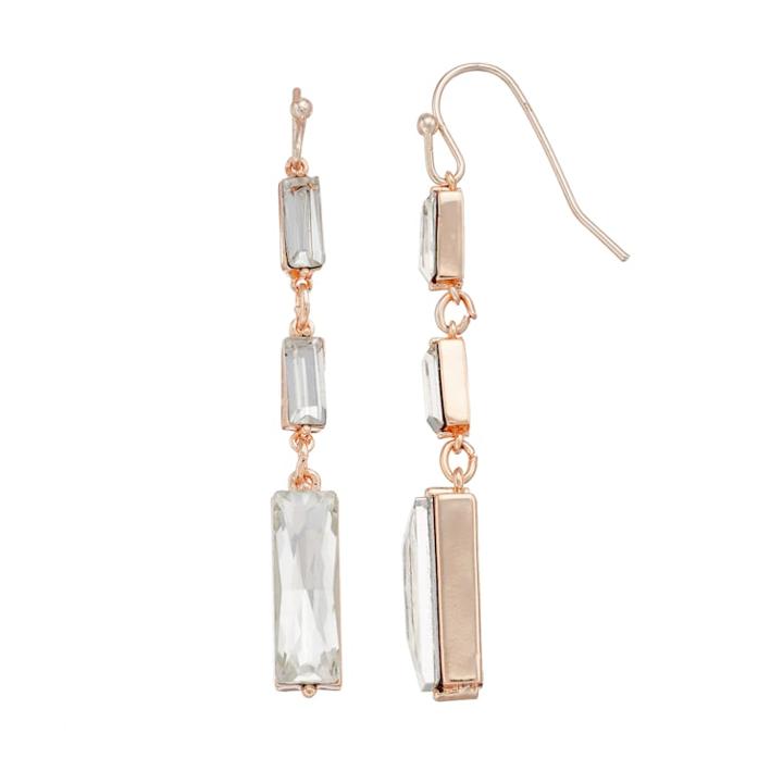 Lc Lauren Conrad Graduated Baguette Nickel Free Linear Earrings, Women's, Light Pink