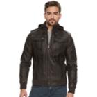 Men's Xray Slim-fit Faux-leather Hooded Jacket, Size: Xl, Brown