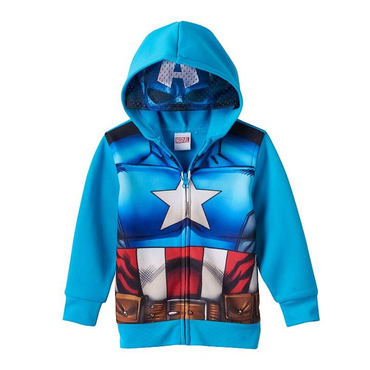 Boys 4-7 Marvel Captain America Eye Mask Hoodie, Boy's, Size: 7, Blue