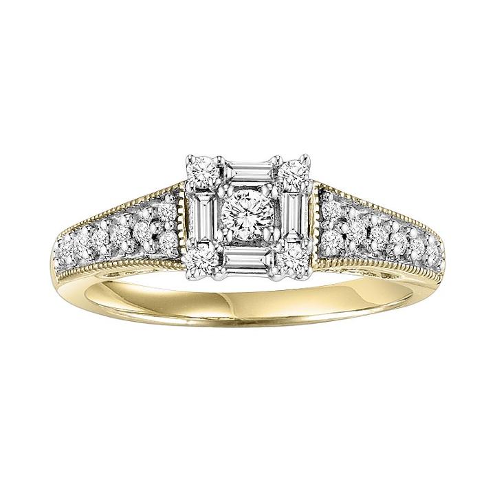 Cherish Always Round-cut Diamond Engagement Ring In 10k Gold Two Tone (1/2 Ct. T.w.), Women's, Size: 7.50, White