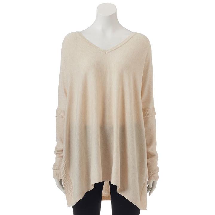 Women's Apt. 9&reg; V-neck Poncho Sweater, Size: S/m, Lt Beige