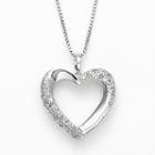 Silver Plated 1/4-ct. T.w. Diamond Heart Pendant, Women's, Size: 18, White
