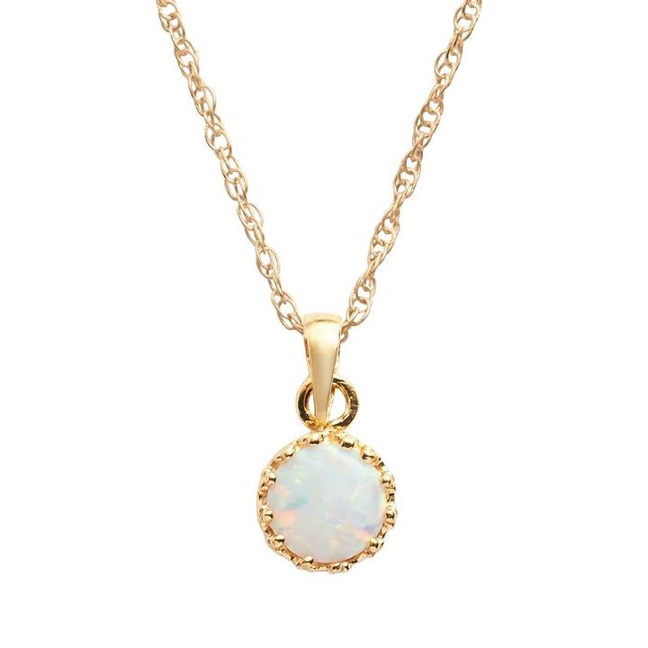 Tiara 14k Gold Over Silver Lab-created Opal Crown Pendant, Women's, Size: 18, White