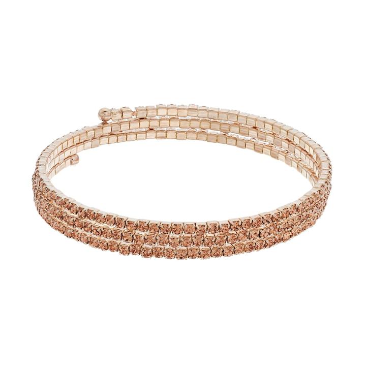 Rose Gold Tone Simulated Crystal Coil Bracelet, Women's, Lt Orange
