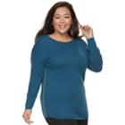 Plus Size Apt. 9 Sparkle Boatneck Sweater, Women's, Size: 1xl, Dark Blue
