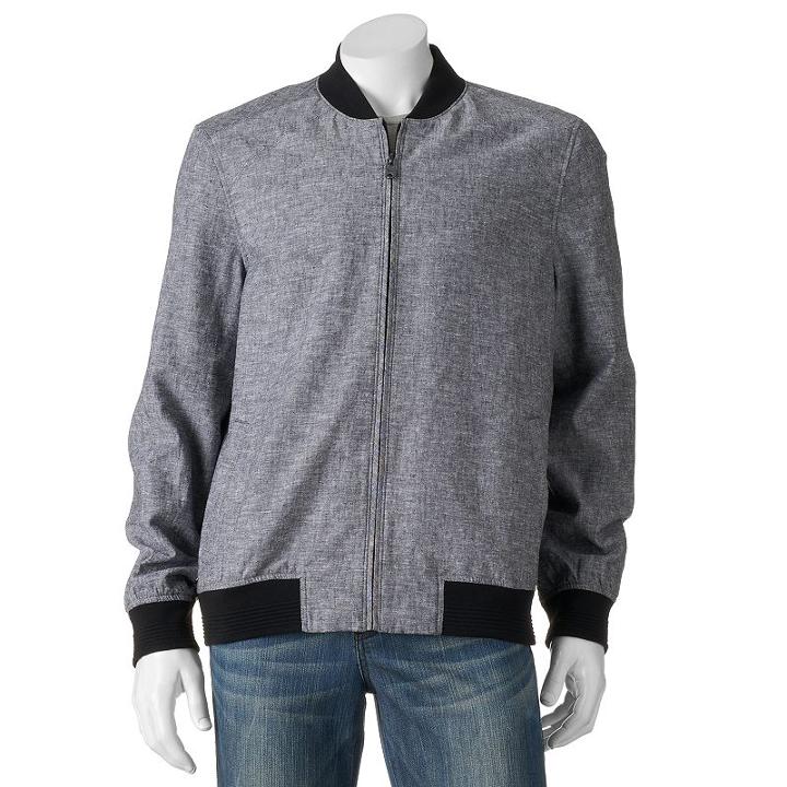 Men's Marc Anthony Slim-fit Linen-blend Bomber Jacket, Size: Medium, Black