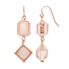 Iridescent Geometric Stone Double Drop Earrings, Women's, Pink