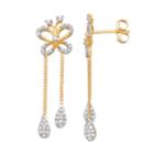 14k Gold Over Silver 3/8 Carat T.w. Diamond Butterfly Drop Earrings, Women's, White