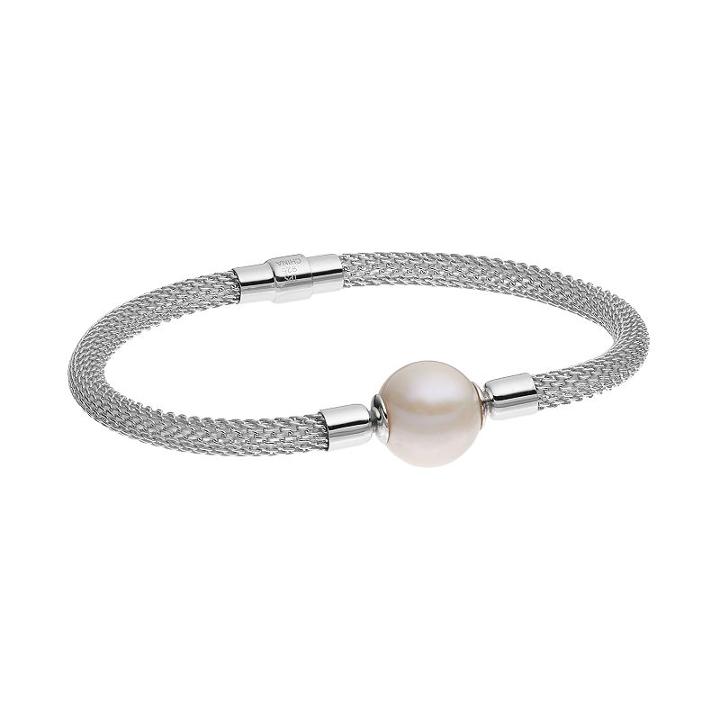 Pearlustre By Imperial Sterling Silver Freshwater Cultured Pearl Mesh Bracelet, Women's, Size: 8, White
