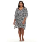 Plus Size Beach Scene Printed Caftan Cover-up, Women's, Size: 1xl, Oxford