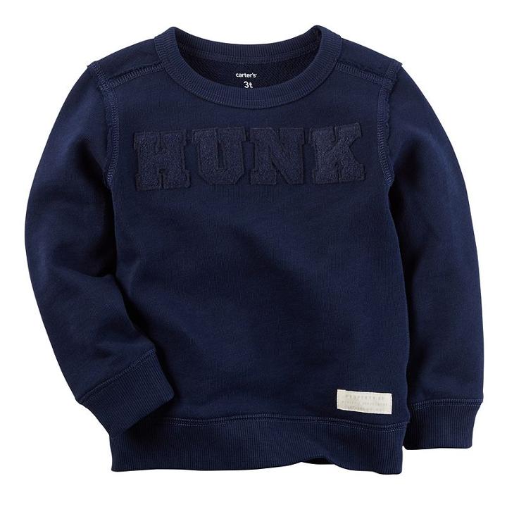 Boys 4-7 Carter's Textured Text Applique French Terry Crewneck Pullover, Boy's, Size: 8, Blue