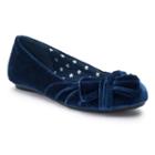 So&reg; Kirsten Girls' Velvet Ballet Flats, Size: 2, Blue (navy)