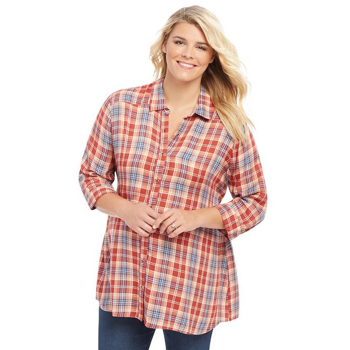 Plus Size Maternity Oh Baby By Motherhood&trade; Plaid Tunic, Women's, Size: 1xl, Drk Orange