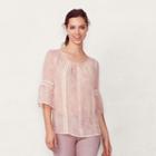 Women's Lc Lauren Conrad Print Keyhole Top, Size: Xs, Light Pink