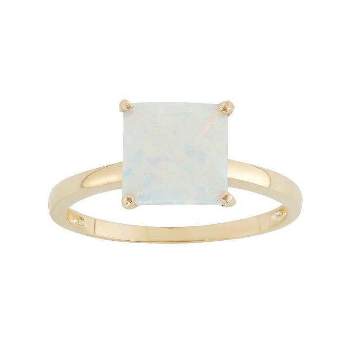 Lab-created Opal 10k Gold Ring, Women's, Size: 6, White
