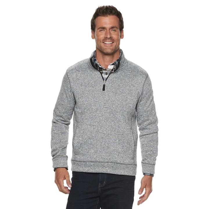 Men's Sonoma Goods For Life&trade; Modern-fit Sweater Fleece Quarter-zip Pullover, Size: Large, Black