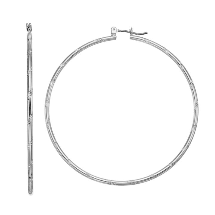 Twisted Band Nickel Free Hoop Earrings, Women's, Silver
