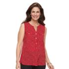 Women's Croft & Barrow&reg; Sleeveless Henley Shirt, Size: Xxl, Med Red
