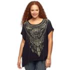Plus Size Rock & Republic&reg; Studded Boxy Tee, Women's, Size: 2xl, Black